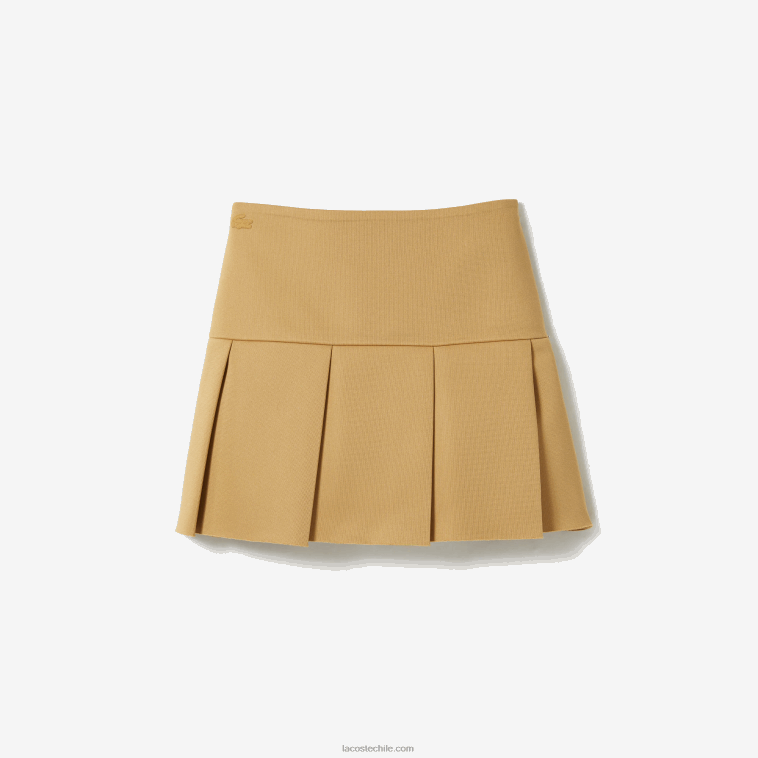 mujer Lacoste beige l7d falda de tenis de lona plisada edición desfile de moda N6XZ22664