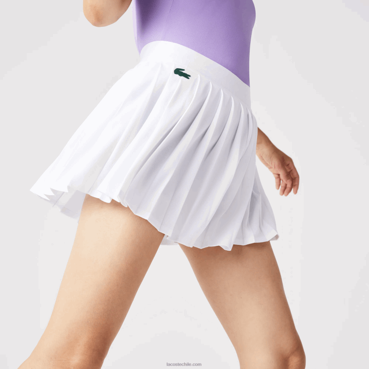 mujer Lacoste blanco verde 737 falda de tenis corta plisada sport incorporada N6XZ22582