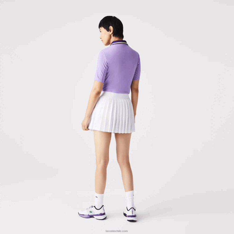 mujer Lacoste blanco verde 737 falda de tenis corta plisada sport incorporada N6XZ22582