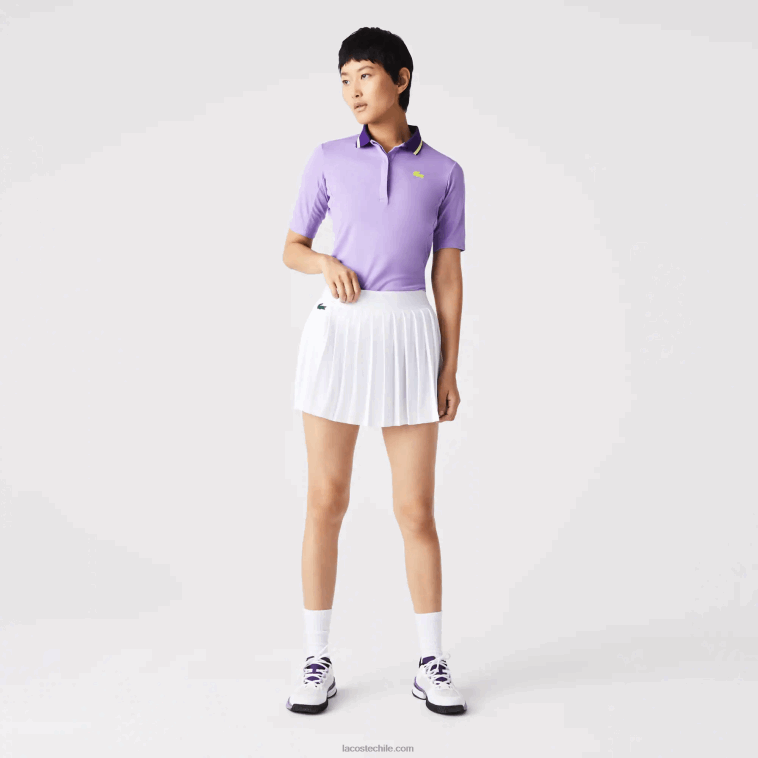 mujer Lacoste blanco verde 737 falda de tenis corta plisada sport incorporada N6XZ22582