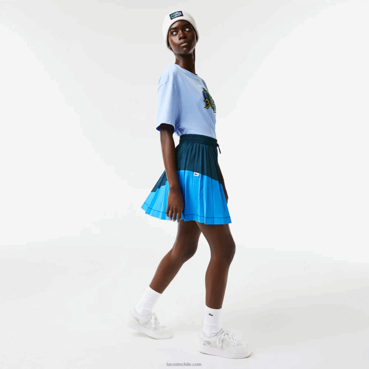 mujer Lacoste luh azul falda plisada con diseño colour block N6XZ22595