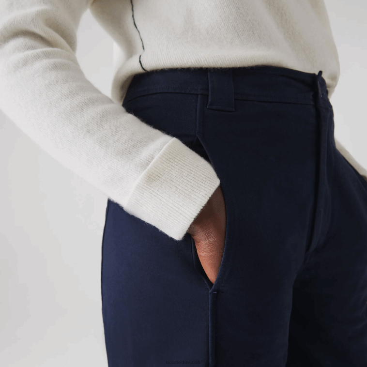 mujer Lacoste azul marino 166 pantalones de gabardina de algodón N6XZ22652