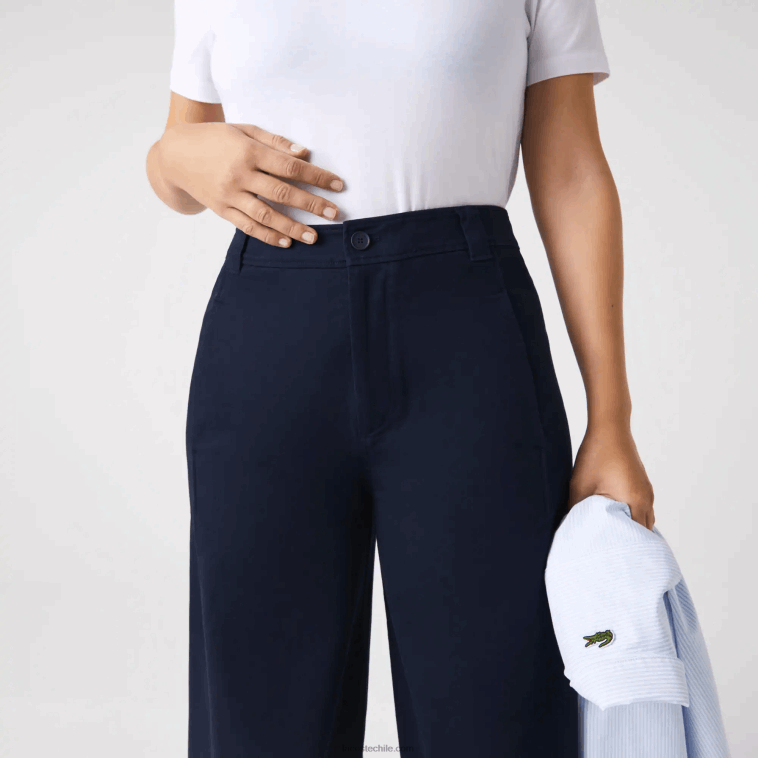 mujer Lacoste azul marino 166 pantalones de gabardina de algodón N6XZ22652