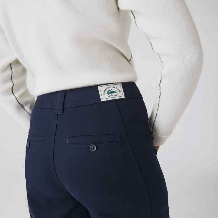 mujer Lacoste azul marino 166 pantalones de gabardina de algodón N6XZ22652