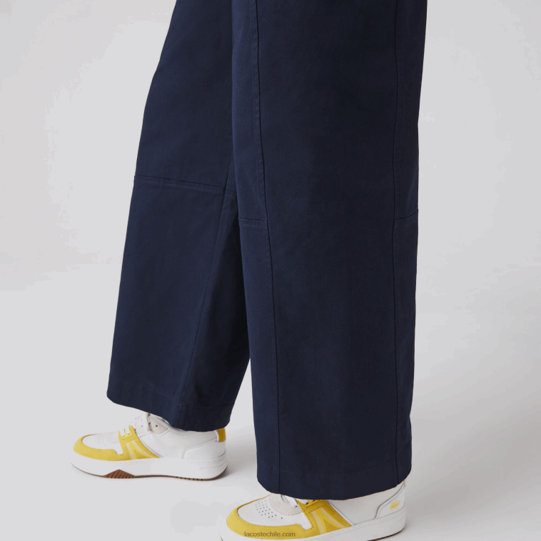 mujer Lacoste azul marino 166 pantalones de gabardina de algodón N6XZ22652