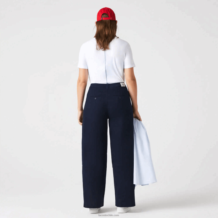 mujer Lacoste azul marino 166 pantalones de gabardina de algodón N6XZ22652