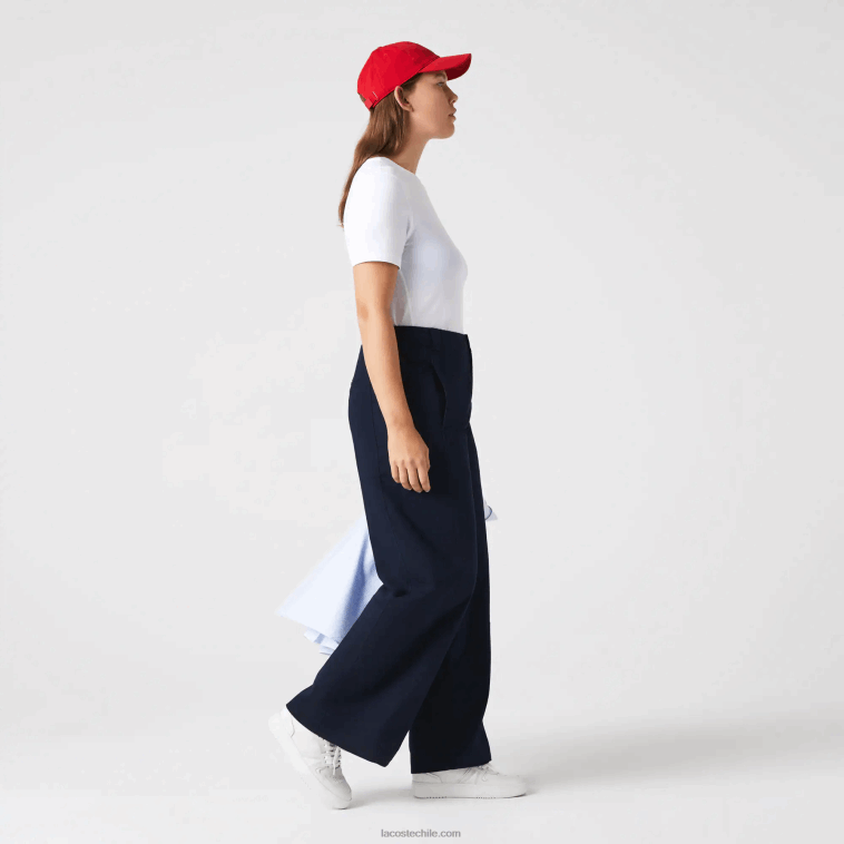 mujer Lacoste azul marino 166 pantalones de gabardina de algodón N6XZ22652