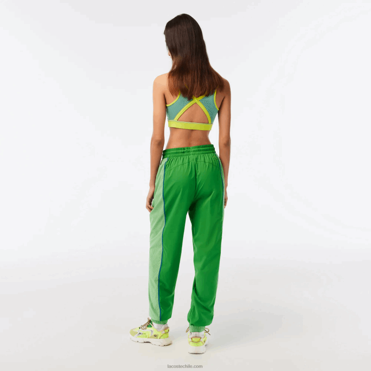 mujer Lacoste base de datos verde pants con efecto perforado N6XZ22426
