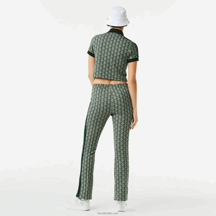 mujer Lacoste beige verde 7m4 pantalones de chándal con monograma estampado N6XZ22535