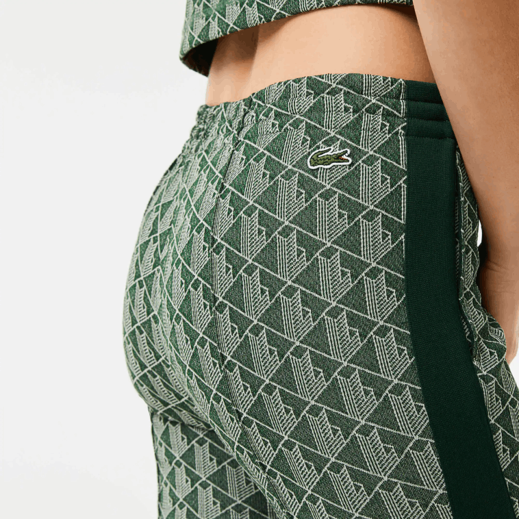 mujer Lacoste beige verde 7m4 pantalones de chándal con monograma estampado N6XZ22535