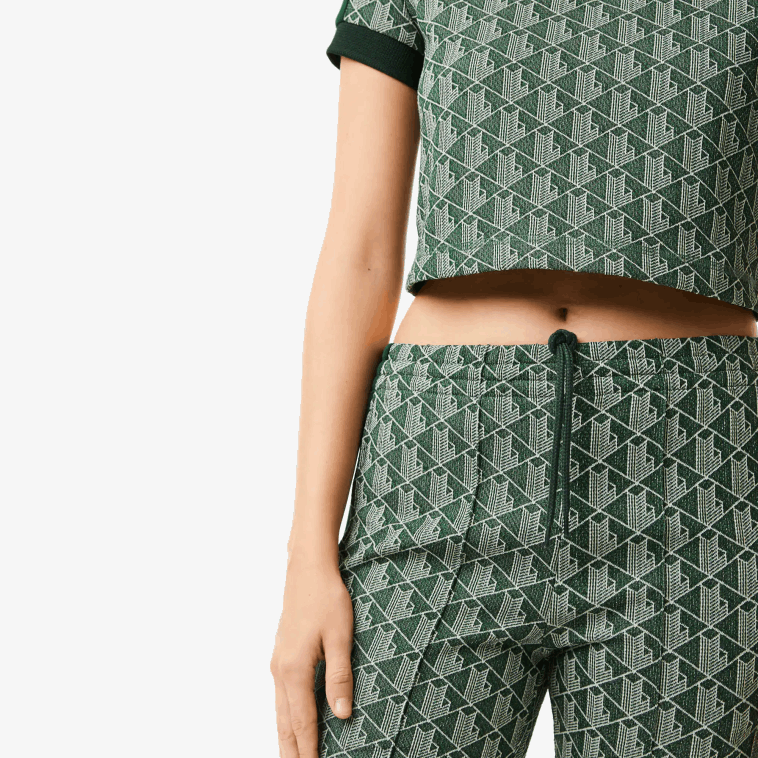 mujer Lacoste beige verde 7m4 pantalones de chándal con monograma estampado N6XZ22535
