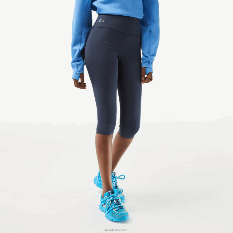 mujer Lacoste kxe azul leggins deportivos cropped lisos N6XZ22425