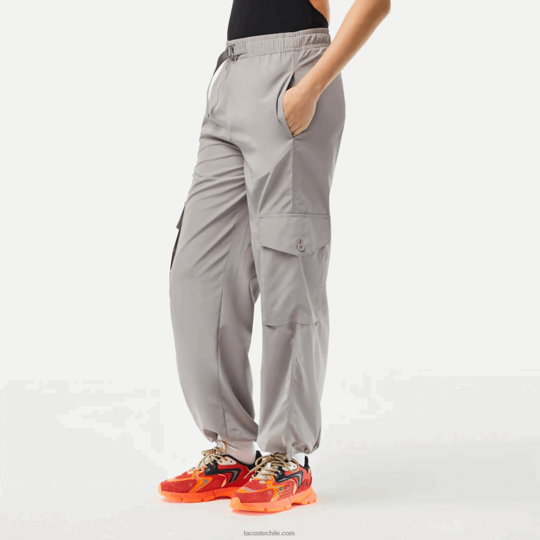 mujer Lacoste kzw gris pantalones cargo de pierna ancha N6XZ22450