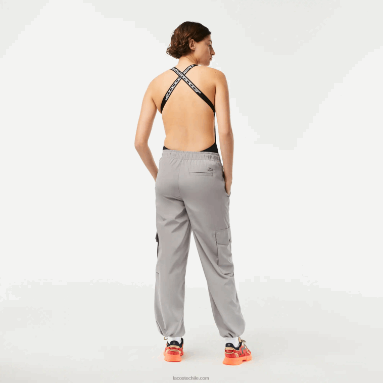 mujer Lacoste kzw gris pantalones cargo de pierna ancha N6XZ22450
