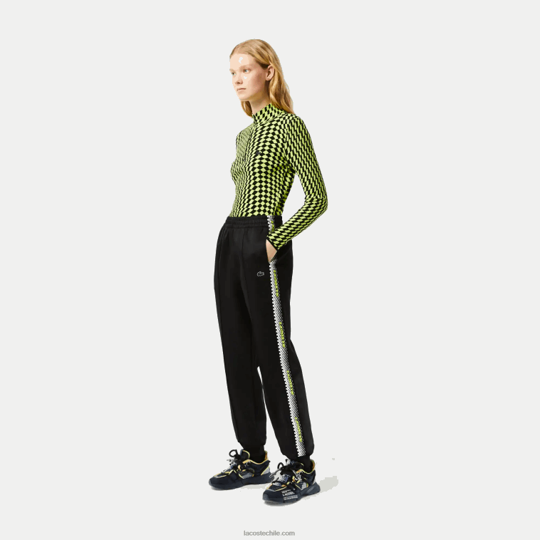 mujer Lacoste negro 031 pantalones de chándal con franja del logo N6XZ22406