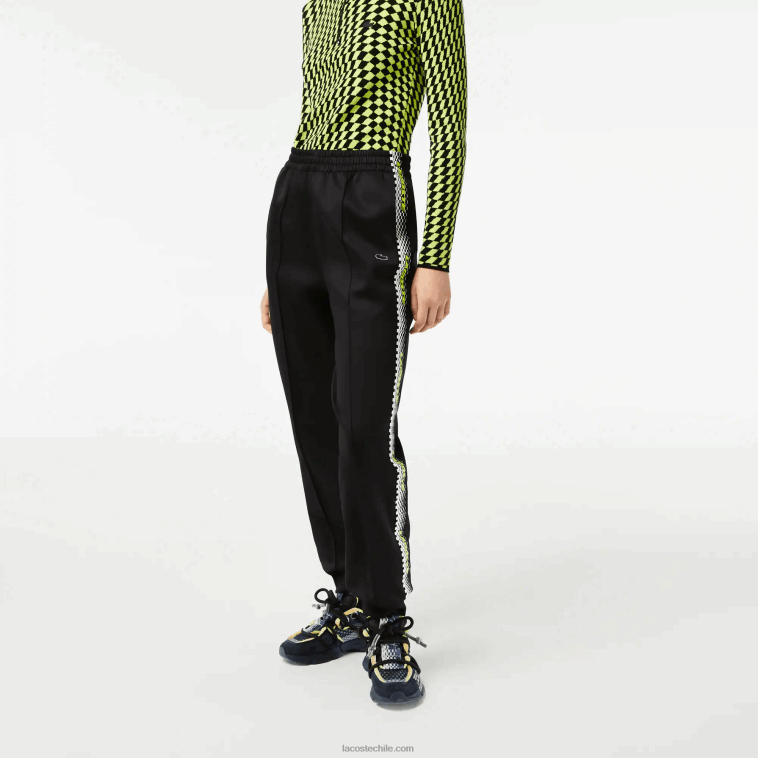 mujer Lacoste negro 031 pantalones de chándal con franja del logo N6XZ22406