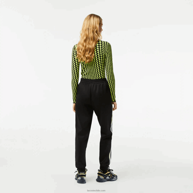 mujer Lacoste negro 031 pantalones de chándal con franja del logo N6XZ22406
