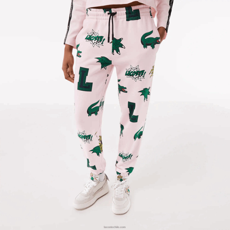mujer Lacoste rosa claro t03 pantalones de chándal con estampado de cómic N6XZ22569