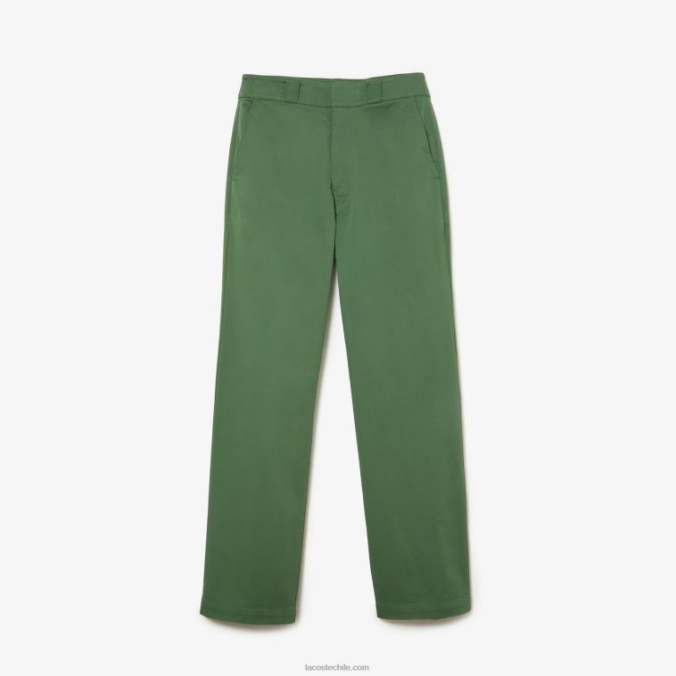 mujer Lacoste verde caqui kx5 pantalones de gabardina stretch N6XZ22457