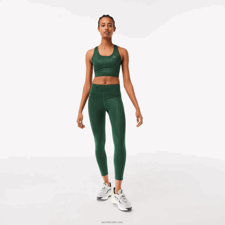 mujer Lacoste verde d1r leggins deportivos con tiro alto y estampado integral N6XZ22573
