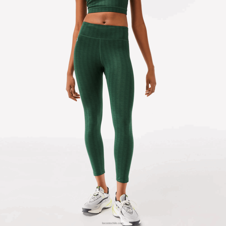 mujer Lacoste verde d1r leggins deportivos con tiro alto y estampado integral N6XZ22573
