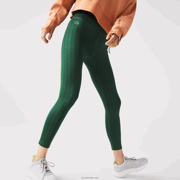 mujer Lacoste verde d1r leggins deportivos con tiro alto y estampado integral N6XZ22573