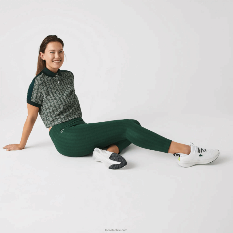 mujer Lacoste verde d1r leggins deportivos con tiro alto y estampado integral N6XZ22573