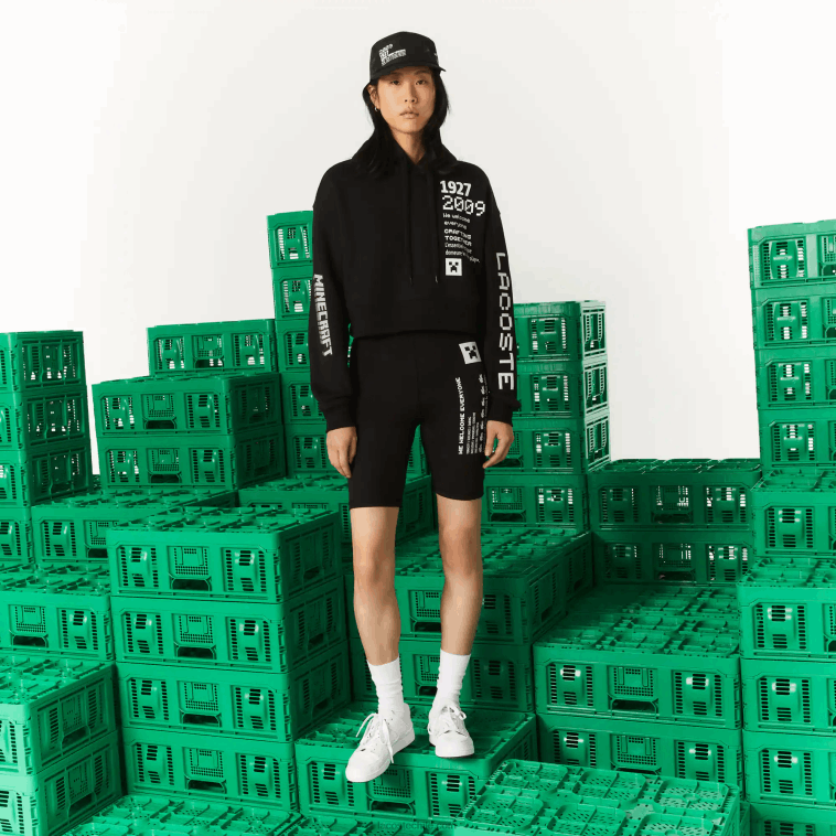 mujernegro 031 sudadera con capucha extragrande de polar lacoste x minecraft N6XZ22585