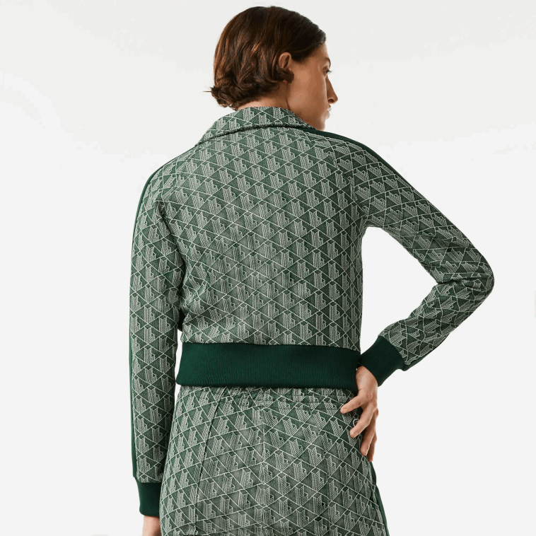 mujer Lacoste beige verde 7m4 sudadera regular fit con monograma y cremallera N6XZ22537