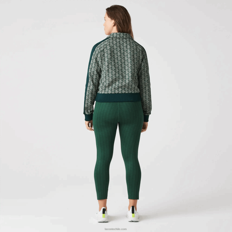 mujer Lacoste beige verde 7m4 sudadera regular fit con monograma y cremallera N6XZ22537