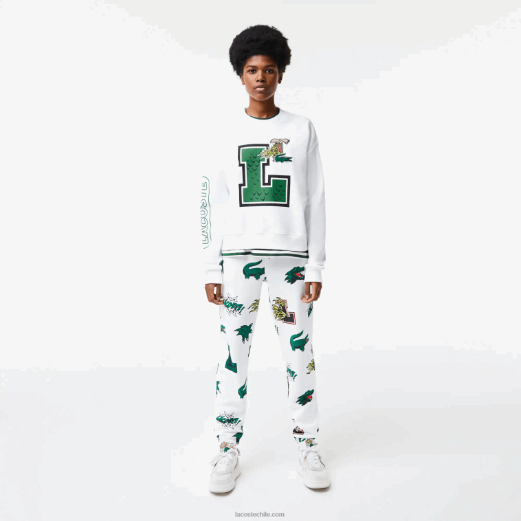 mujer Lacoste blanco 001 sudadera oversize con estampado y logo N6XZ22578