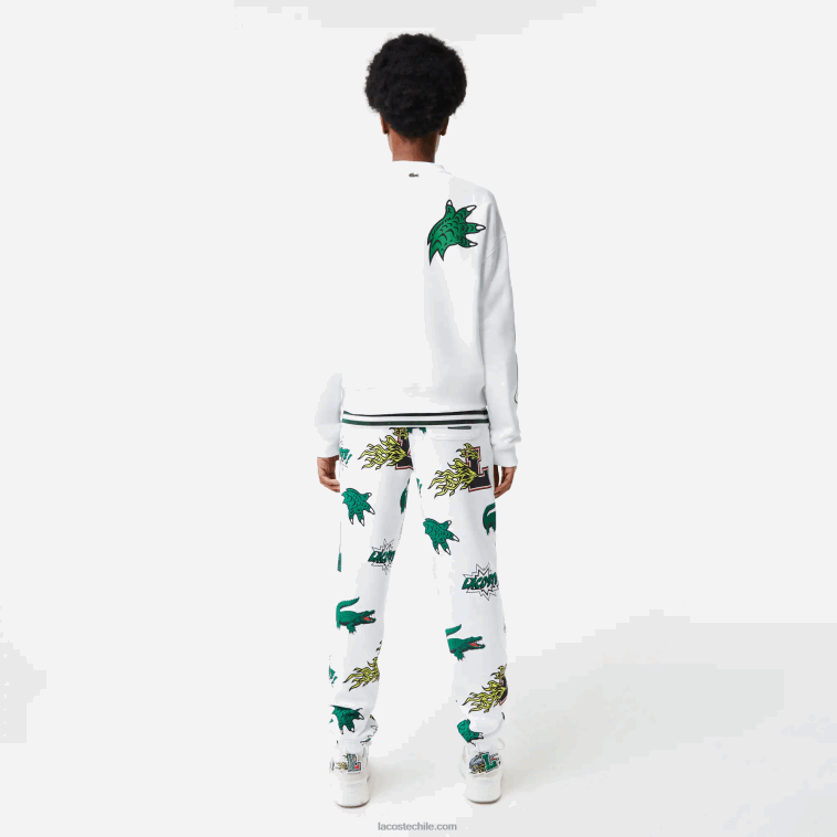 mujer Lacoste blanco 001 sudadera oversize con estampado y logo N6XZ22578