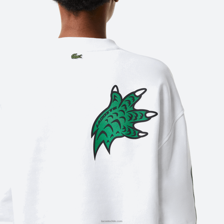 mujer Lacoste blanco 001 sudadera oversize con estampado y logo N6XZ22578