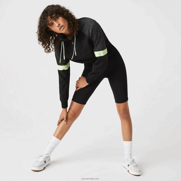 mujer Lacoste negro c31 sudadera deportiva holgada corta con bloques de color N6XZ22580