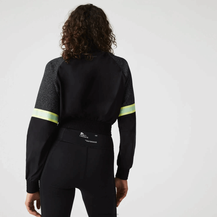 mujer Lacoste negro c31 sudadera deportiva holgada corta con bloques de color N6XZ22580