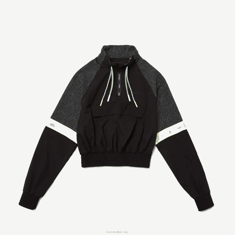 mujer Lacoste negro c31 sudadera deportiva holgada corta con bloques de color N6XZ22580