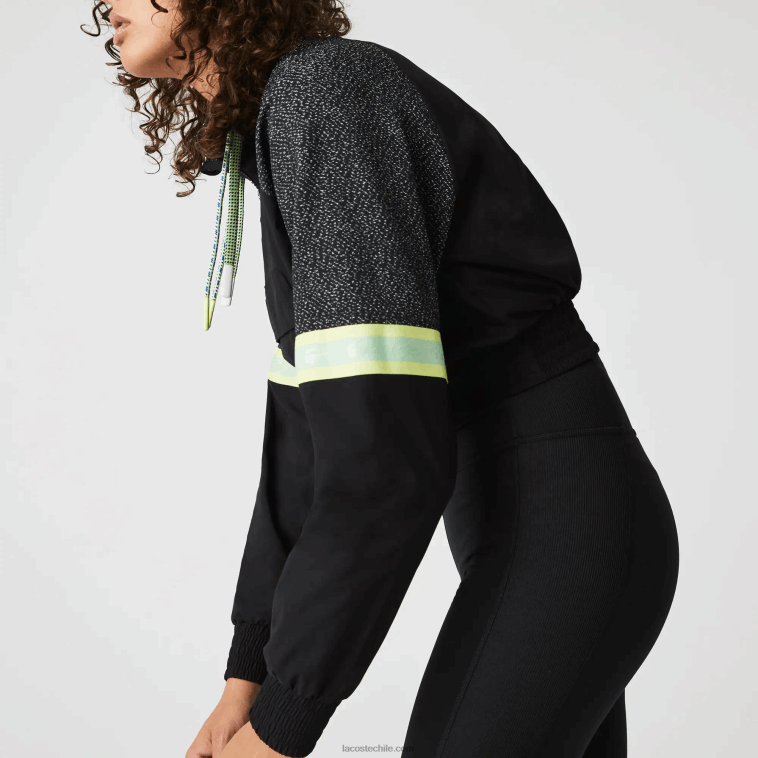 mujer Lacoste negro c31 sudadera deportiva holgada corta con bloques de color N6XZ22580