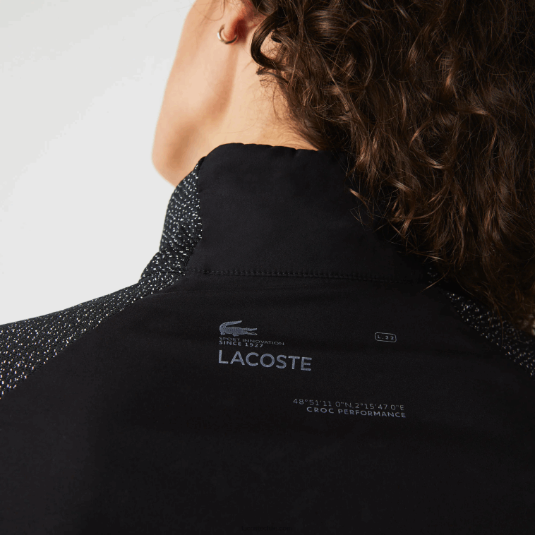mujer Lacoste negro c31 sudadera deportiva holgada corta con bloques de color N6XZ22580