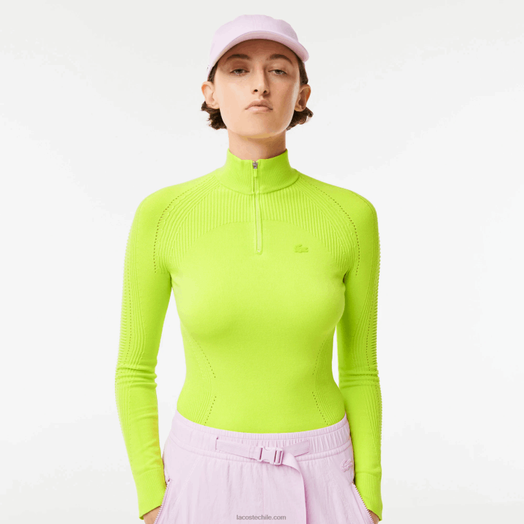 mujer Lacoste amarillo 90v jersey con cremallera en el cuello N6XZ22645 mujer Lacoste amarillo 90v jersey con cremallera en el cuello N6XZ22645
