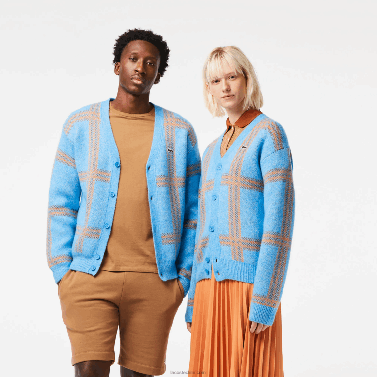 mujer Lacoste azul anaranjado marrón 7cz cárdigan de lana con motivo de tartán N6XZ21394 mujer Lacoste azul anaranjado marrón 7cz cárdigan de lana con motivo de tartán N6XZ21394