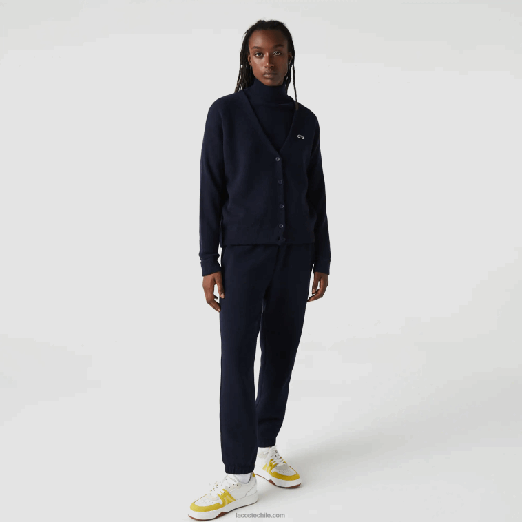 mujer Lacoste azul marino 166 cárdigan de lana con cuello en V N6XZ22641