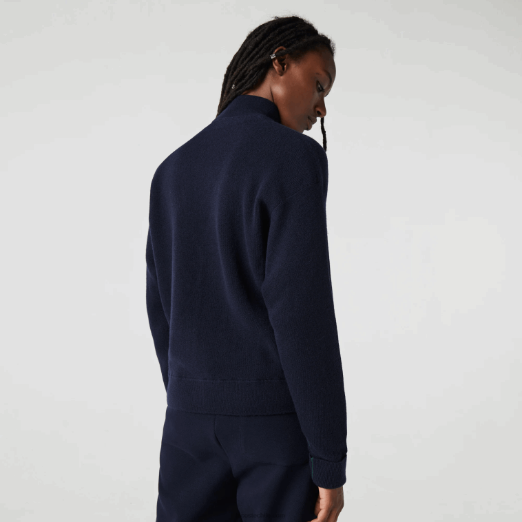mujer Lacoste azul marino 166 cárdigan de lana con cuello en V N6XZ22641