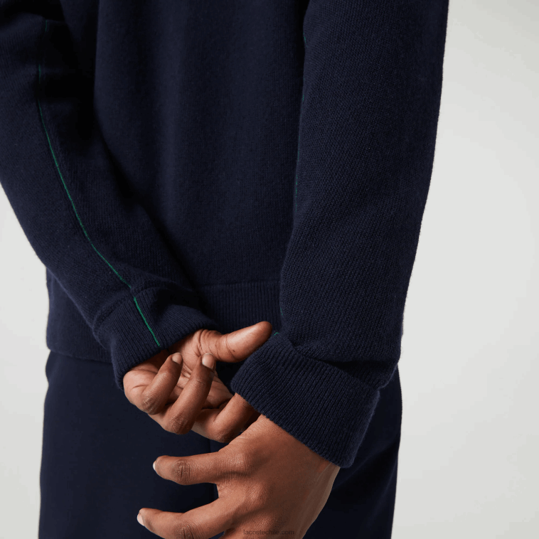 mujer Lacoste azul marino 166 cárdigan de lana con cuello en V N6XZ22641