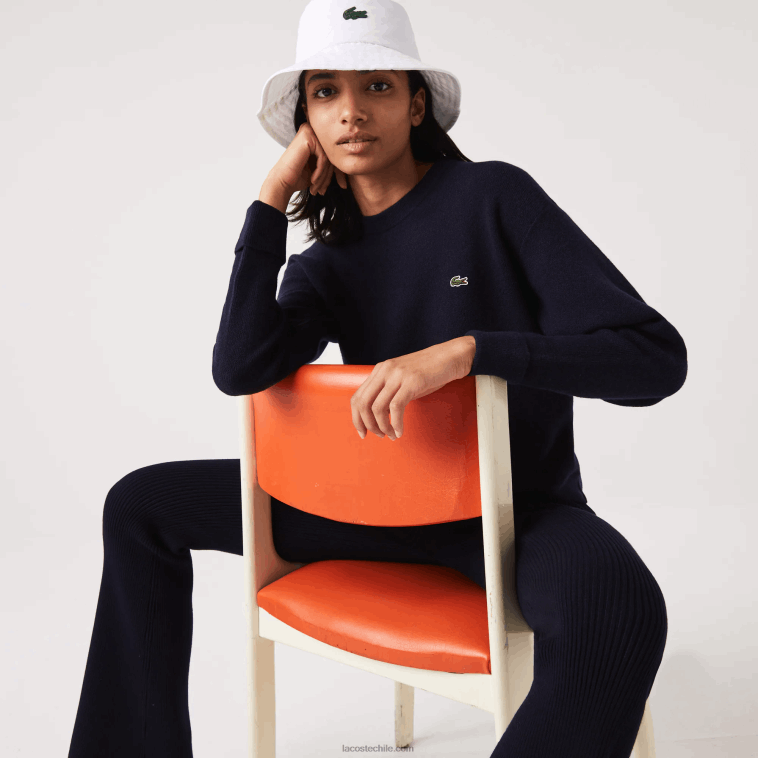 mujer Lacoste azul marino 166 jersey de lana con cuello redondo N6XZ22639 mujer Lacoste azul marino 166 jersey de lana con cuello redondo N6XZ22639