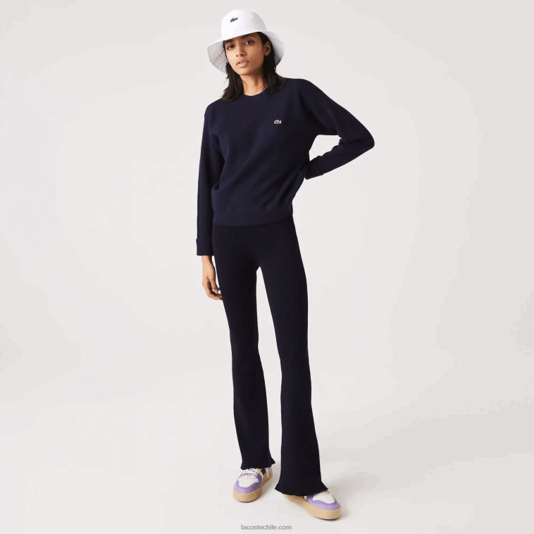 mujer Lacoste azul marino 166 jersey de lana con cuello redondo N6XZ22639