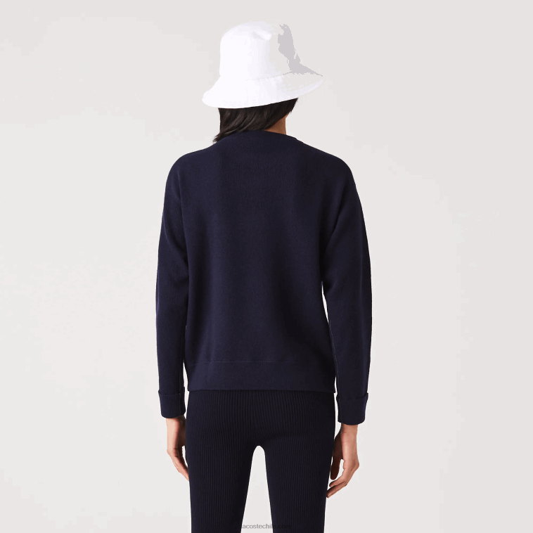 mujer Lacoste azul marino 166 jersey de lana con cuello redondo N6XZ22639