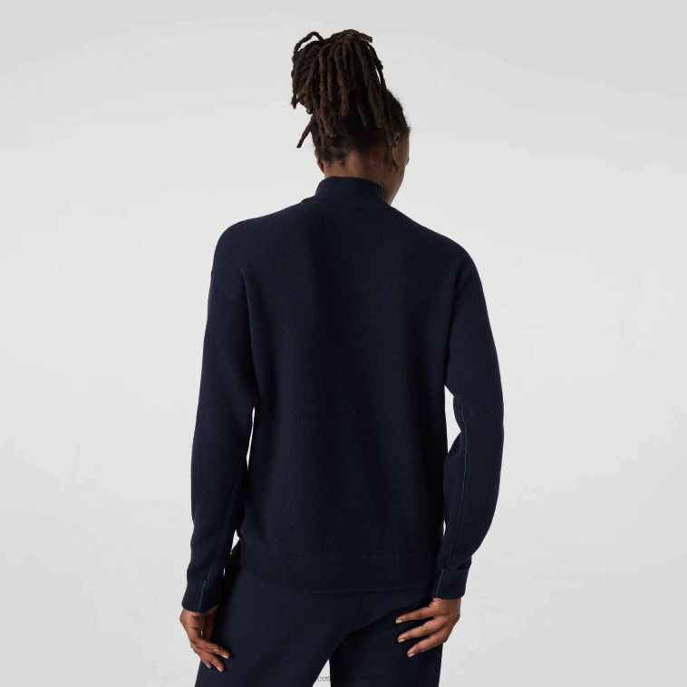 mujer Lacoste azul marino 166 suéter de lana con cuello alto N6XZ22650