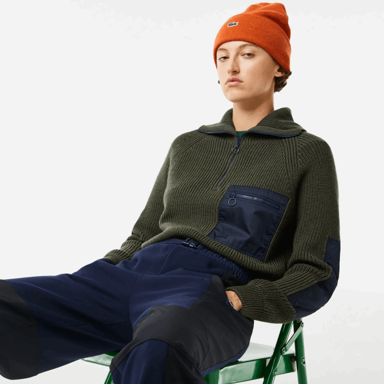 mujer Lacoste caqui verde azul marino u74 suéter colorblock con cuello camionero y cremallera N6XZ22656 mujer Lacoste caqui verde azul marino u74 suéter colorblock con cuello camionero y cremallera N6XZ22656