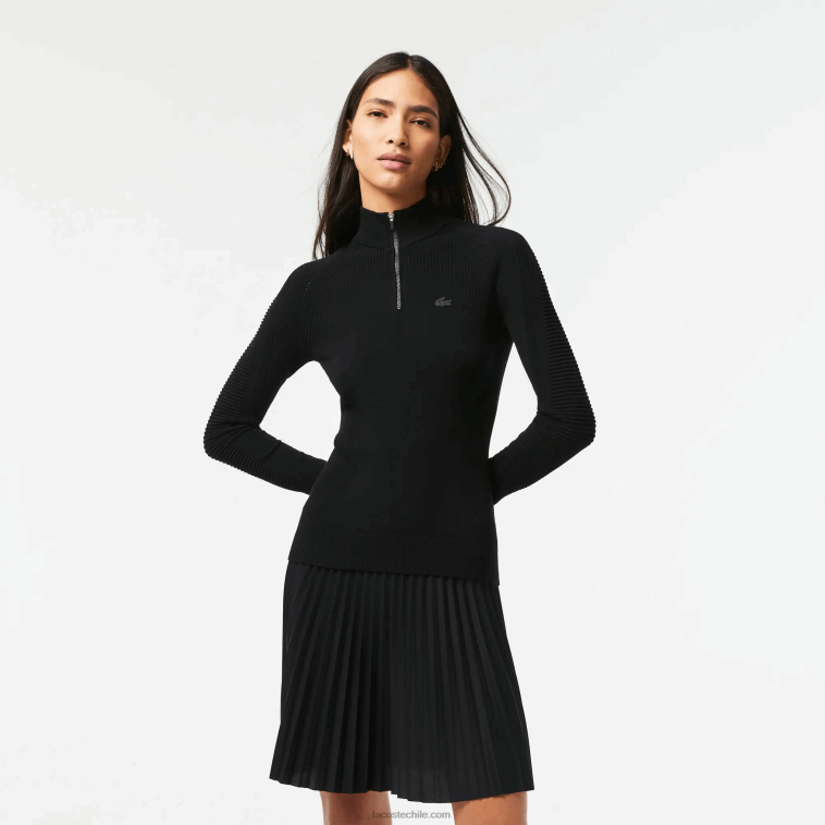 mujer Lacoste negro 031 jersey con cremallera en el cuello N6XZ22646