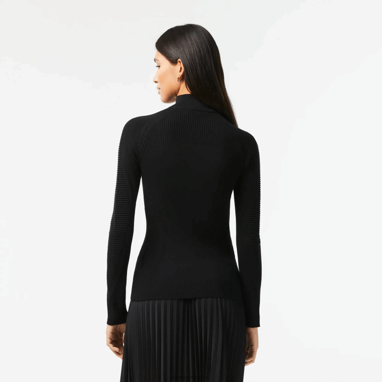 mujer Lacoste negro 031 jersey con cremallera en el cuello N6XZ22646